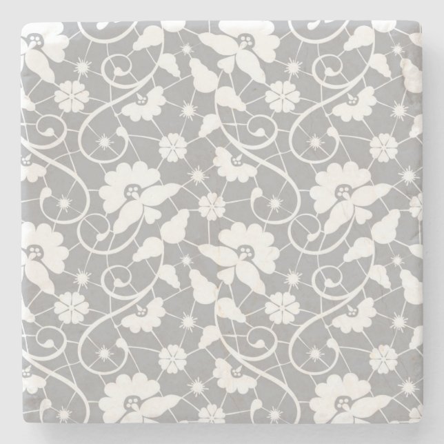 Floral Lace Pattern Stone Coaster (Front)