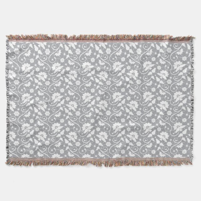 Floral Lace Pattern Throw Blanket (Front)