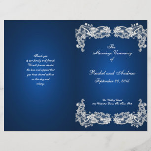 Floral Lace Sapphire Blue Wedding Program
