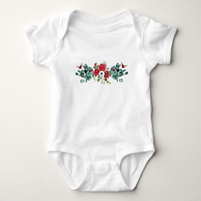Floral Lady Bug design Baby Bodysuit (Front)