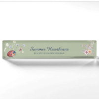 Floral Ladybug Botanical Cottage Core Sage Green