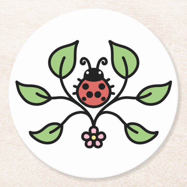 Floral Ladybug Coaster (Front)