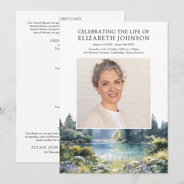 Floral Lake Memorial Funeral Order Of Service Programme (Front/Back)