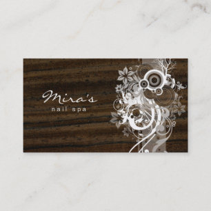Floral Landscaping Business Card Wood Dark