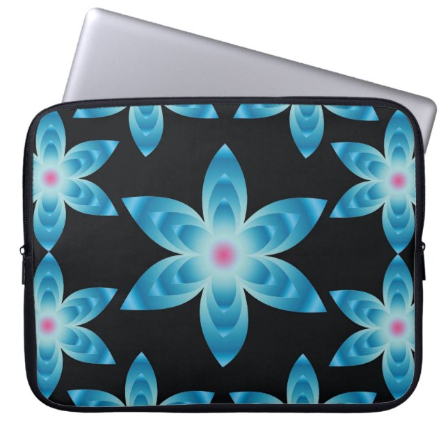 Floral Laptop Sleeve:Blue Flowers Sleeve (Front)