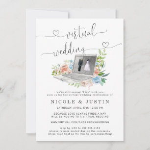 Floral Laptop Virtual Wedding Invitation