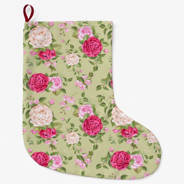 Floral Large Christmas Stocking (Front)