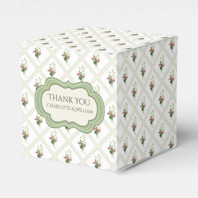 Floral Lattice Custom Favour Gift Box (Front Side)