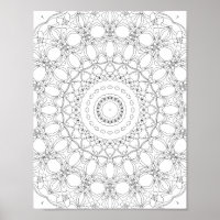 Floral Lattice Kaleidoscope Colouring Page Design