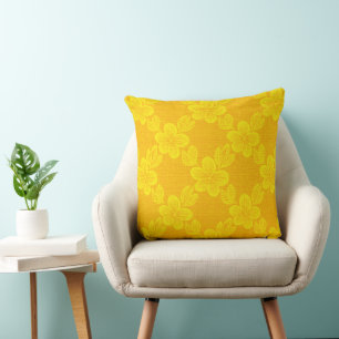 floral lattice yellow pattern cushion