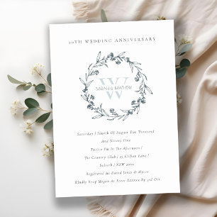 Floral Laurel Wreath Any Year Anniversary Invite
