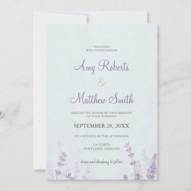 Floral Lavander Wedding  Invitation (Front)