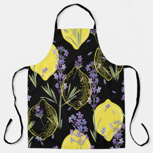 Floral Lavender Lemons Vintage Illustration Apron