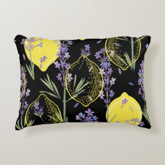 Floral Lavender Lemons Vintage Illustration Decorative Cushion