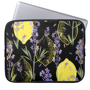 Floral Lavender Lemons Vintage Illustration Laptop Sleeve
