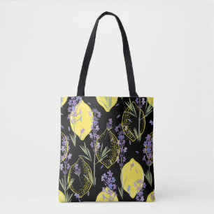 Floral Lavender Lemons Vintage Illustration Tote Bag
