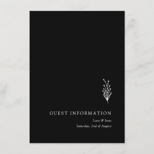 Floral Lavender Modern Minimalist Black and White Enclosure Card