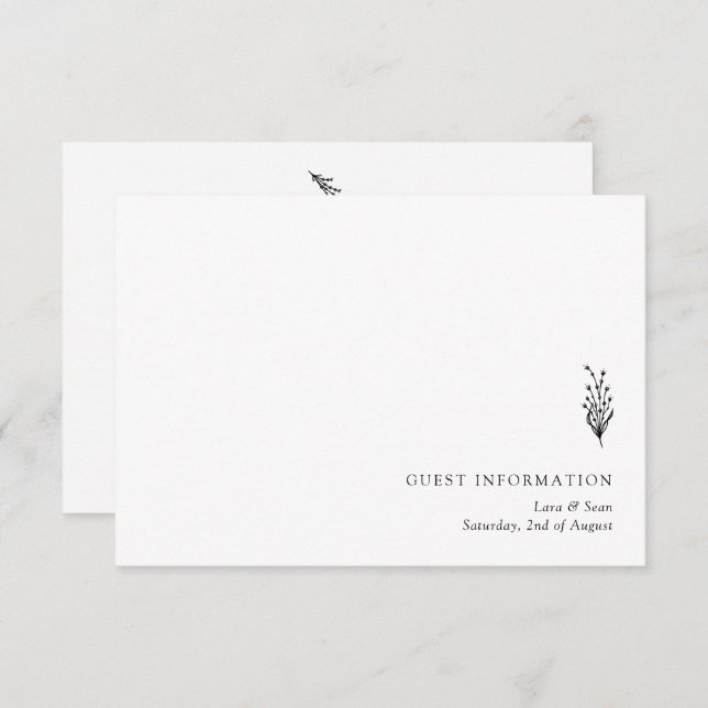 Floral Lavender Modern Minimalist Black and White  Enclosure Card (Front/Back)