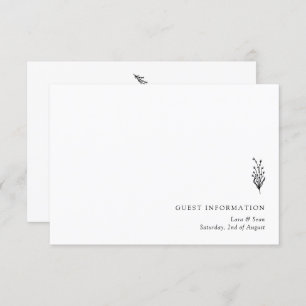 Floral Lavender Modern Minimalist Black and White Enclosure Card