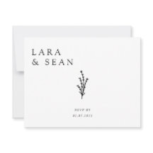 Floral Lavender Modern Minimalist Black and White