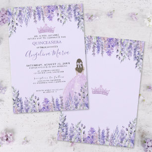 Floral Lavender Purple Quinceanera Invitation