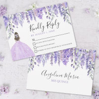 Floral Lavender Purple Quinceanera RSVP Card