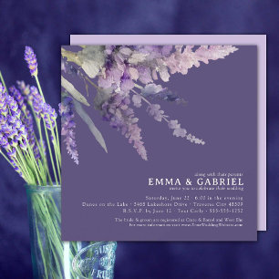 Floral Lavender Purple Square All In One Wedding Invitation