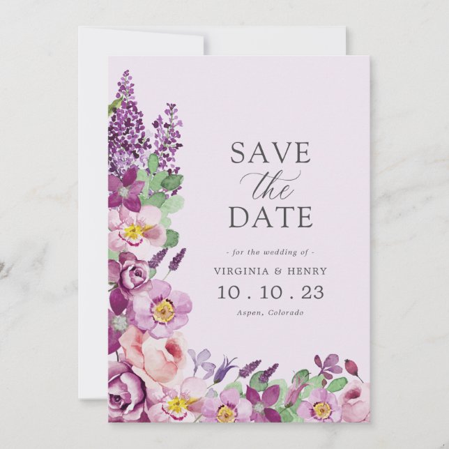 Floral Lavender Save The Date (Front)