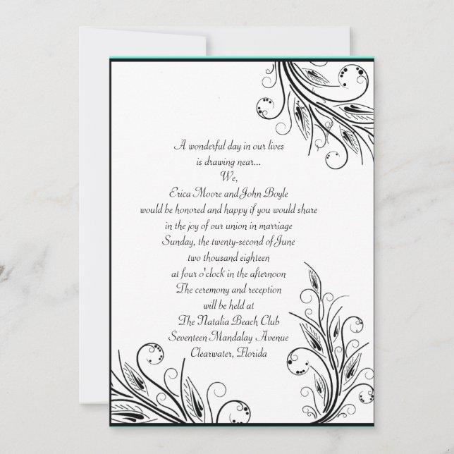 Floral Leaf Wedding Invitations (Front)