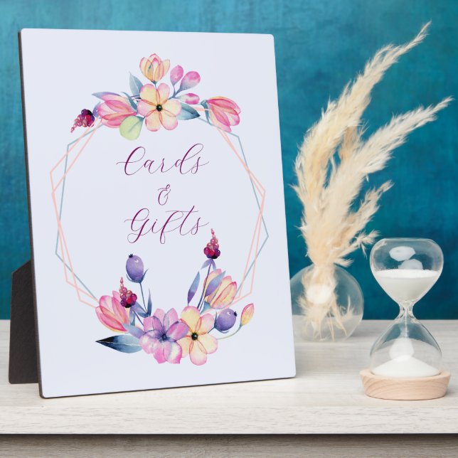 Floral Leave Your Cards and Gifts Here Plaque (Side)