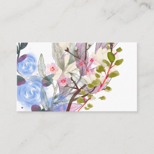 Floral Leaves Art – Elegant Flowers and Botanical Business Card (Front)