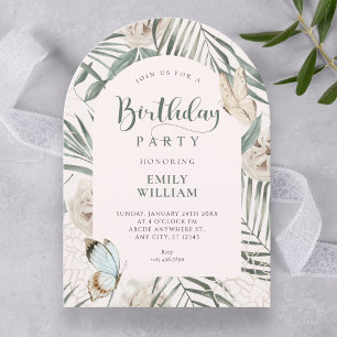 Floral leaves birthday invitation