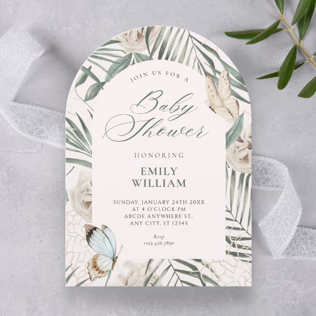 Floral leaves bridal shower invitation (Creator Uploaded)