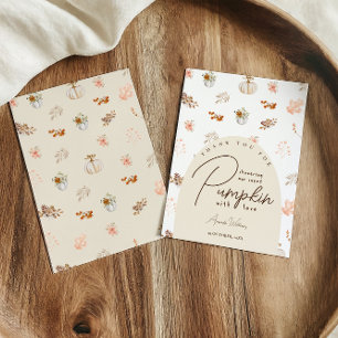 Floral Leaves Fall Pumpkin Baby Shower Thank You Card