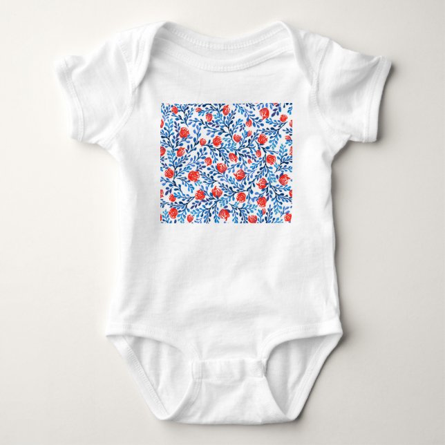 Floral Leaves: Seamless Nature Pattern Baby Bodysuit (Front)