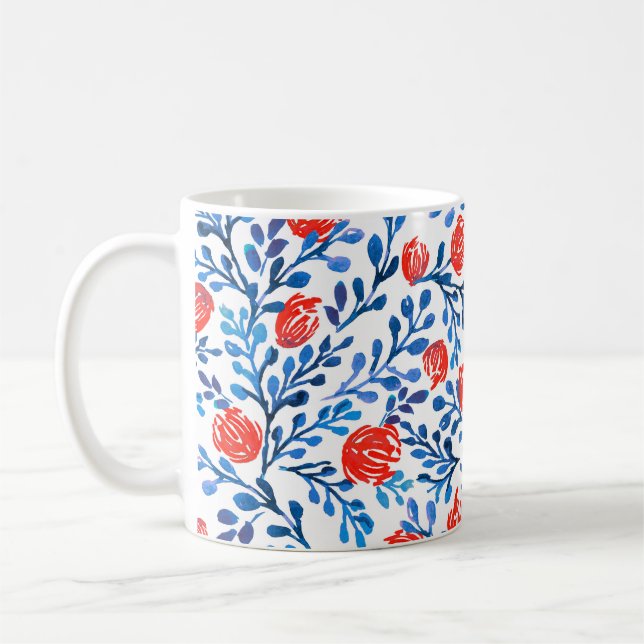 Floral Leaves: Seamless Nature Pattern Coffee Mug (Left)