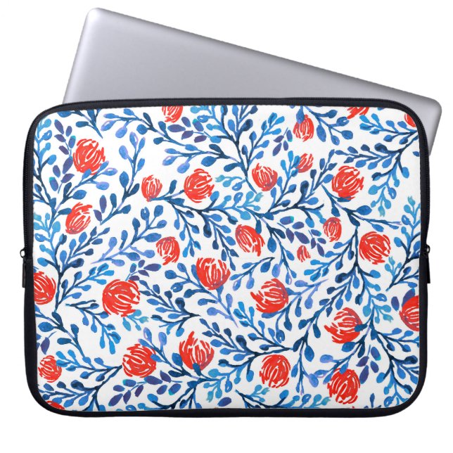 Floral Leaves: Seamless Nature Pattern Laptop Sleeve (Front)