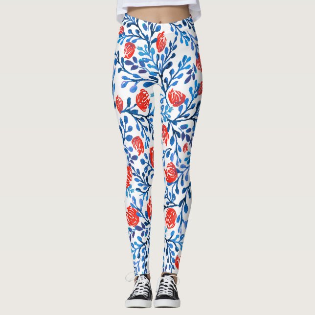 Floral Leaves: Seamless Nature Pattern Leggings (Front)