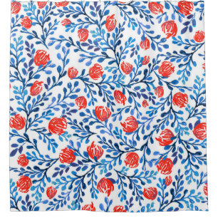 Floral Leaves: Seamless Nature Pattern Shower Curtain