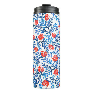 Floral Leaves: Seamless Nature Pattern Thermal Tumbler