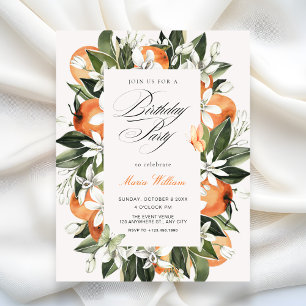 Floral leaves watercolor birthday invitation
