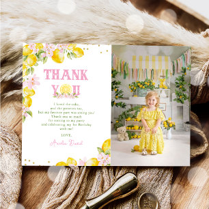 Floral Lemon Birthday Photo Thank You Card