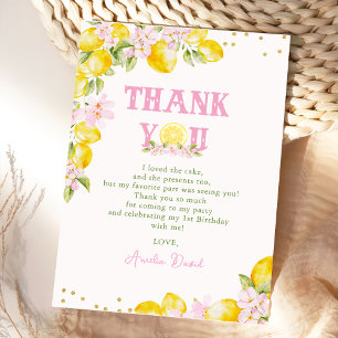 Floral Lemon Birthday Thank You Card