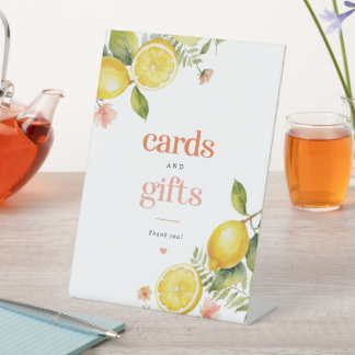 Floral Lemon | Cards and Gifts Pedestal Sign