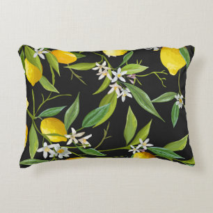 Floral Lemon Fruits Vintage Pattern Decorative Cushion