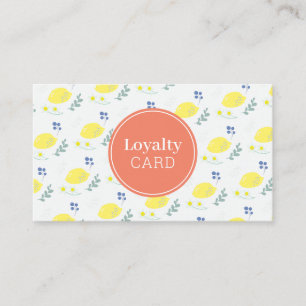 Floral Lemon Pattern Cute Yellow Loyalty Card