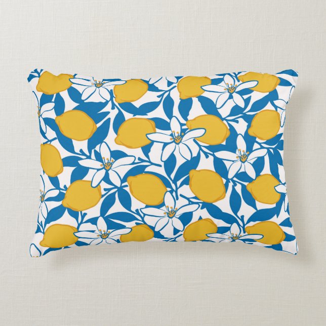 Floral Lemon Sketch Hand Drawn - Accent Pillow (Front)