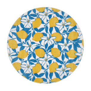 Floral Lemon Sketch Hand Drawn - Cutting Board