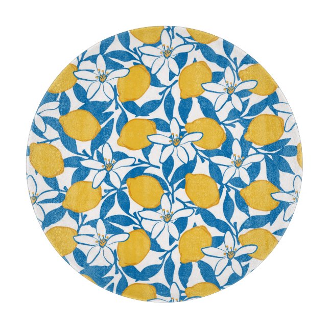 Floral Lemon Sketch Hand Drawn - Cutting Board (Front)