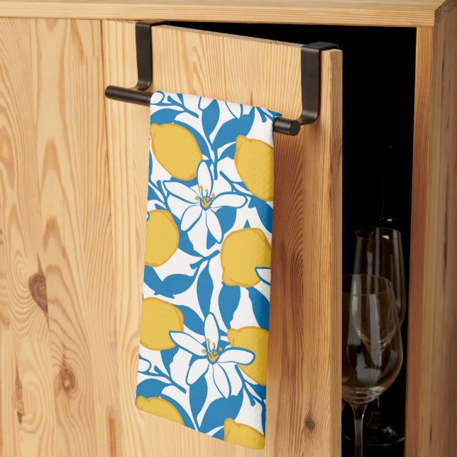 Floral Lemon Sketch Hand Drawn - Kitchen Towel (Thirds Fold)